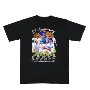 Milwaukee Brewers 55th Anniversary 1970-2025 Signature T-Shirt