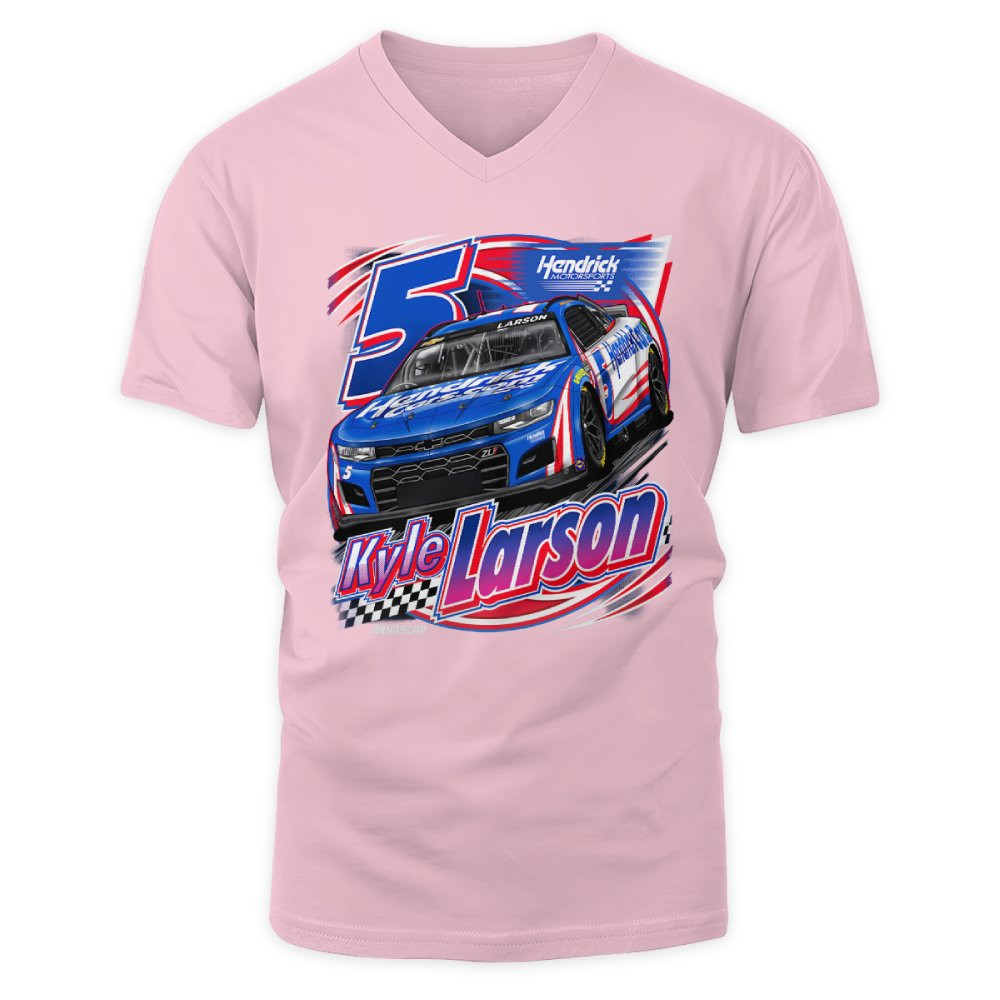 Kyle Larson Hendrick Motorsports Team Collection Pink Car T-Shirt - Image 3
