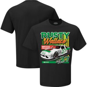 Rusty Wallace Checkered Flag Black '89 NASCAR Cup Series Champion T-Shirt
