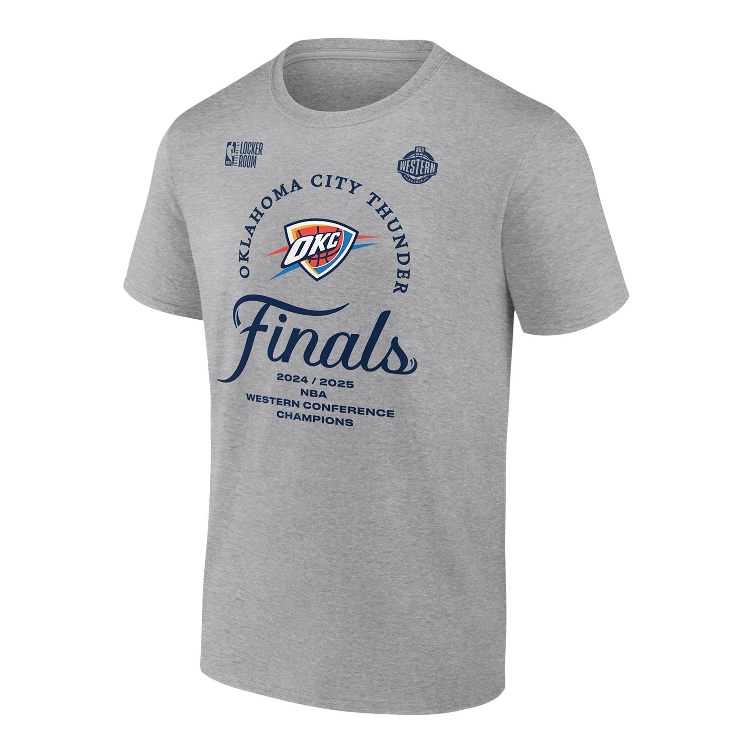 OKC THUNDER 2025 WESTERN CONFERENCE FINALS CHAMPIONS LOCKER ROOM T-SHIRT
