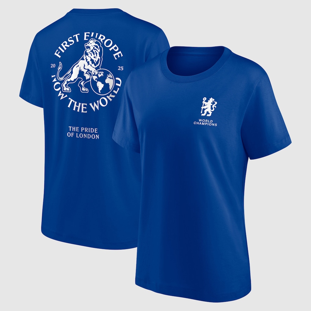 Chelsea First Europe, Now the World Graphic T-Shirt - Royal