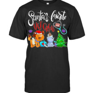 Santas Favorite Vet Crew Christmas Veterinary Technician Vet T Shirt