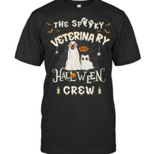 Funny Ghost The Spooky Veterinary Halloween Crew Vet Tech Vet T Shirt