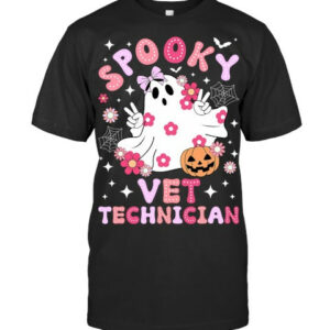 Spooky Vet Technician Halloween Veterinary Tech Groovy Vet T Shirt