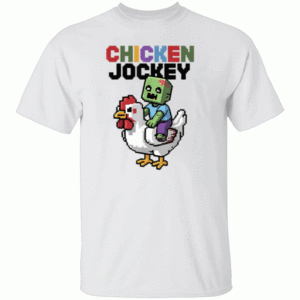 Chicken Jockey Zombie Pixel Art Zombie Gamer Style T-Shirt