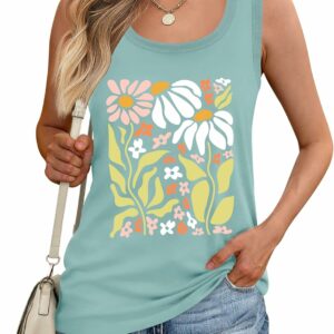 Women's Bright Graphic Scoop Neck Summer Tank Top