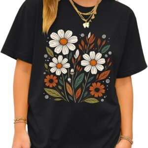 Women's Floral Oversized Loose Casual Graphic Tee