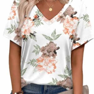 Women's Trendy V-Neck Short-Sleeve Vacation Tee