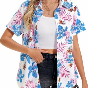 Women's Tropical Floral Aloha Button-Down Beach Shirt