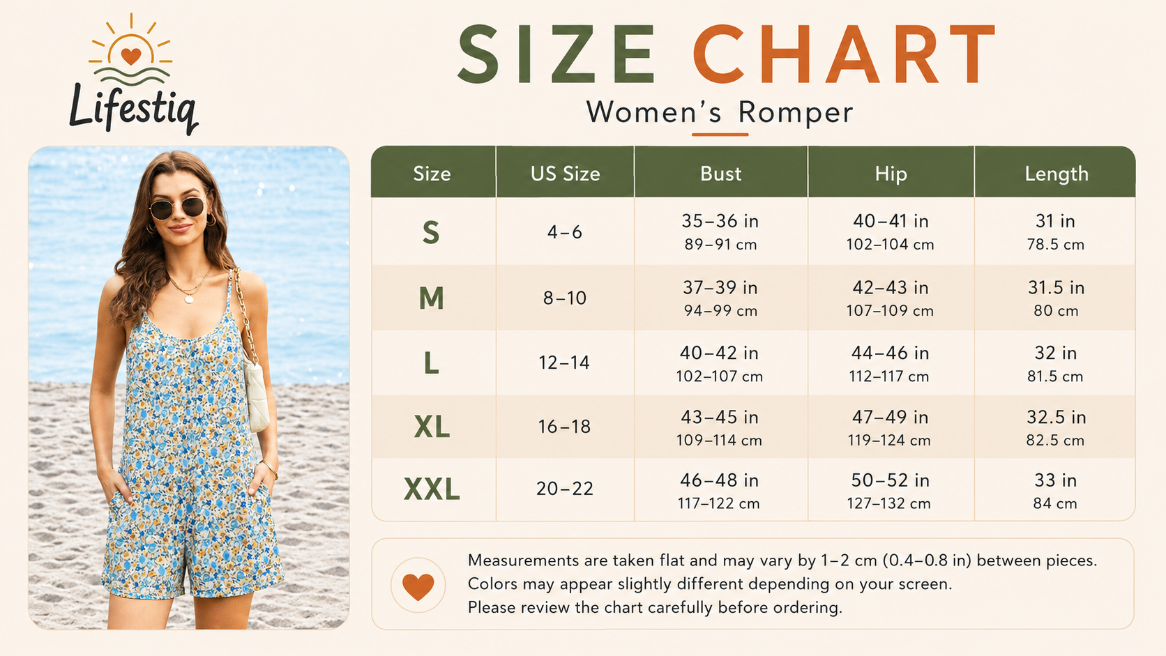 Romper Size Chart